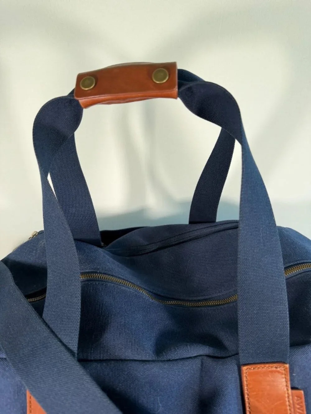AWAY Weekender Travel Canvas Leather Duffel Bag Navy Blue